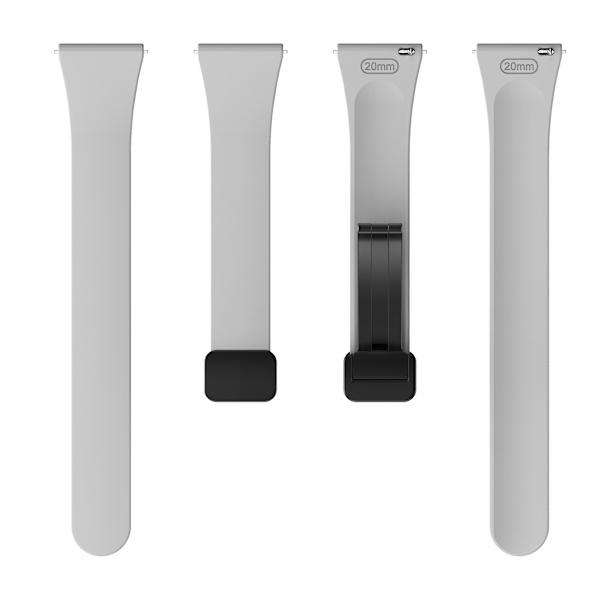 Silikonebånd til Samsung Galaxy Watch6 / Watch6 Classic / Watch 5 Pro / Watch4 Classic, Magnetisk foldelukkespænde 20mm rem Light Grey