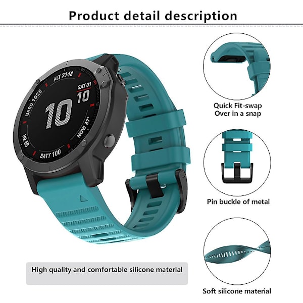 KLB-AWGJ-001 För Garmin Fenix 7 / 7 Pro 22mm Klockarmband Konkav Punkt Silikon Rem Red