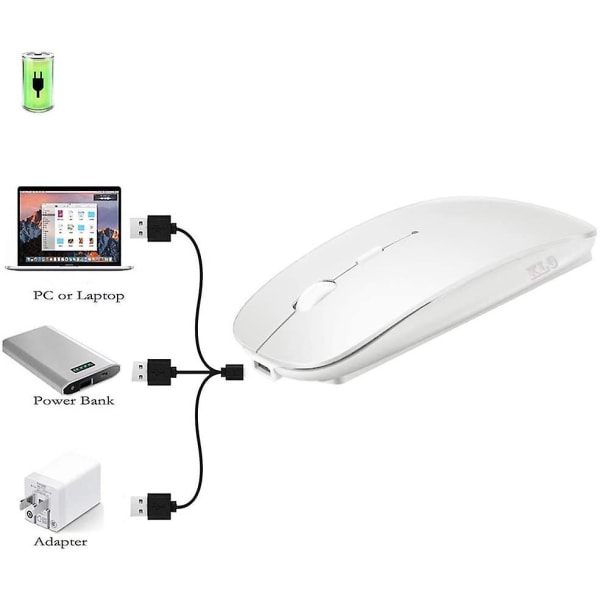Trådløs Bluetooth-mus til Macbook Pro/macbook Air/ipad/laptop/imac/pc white