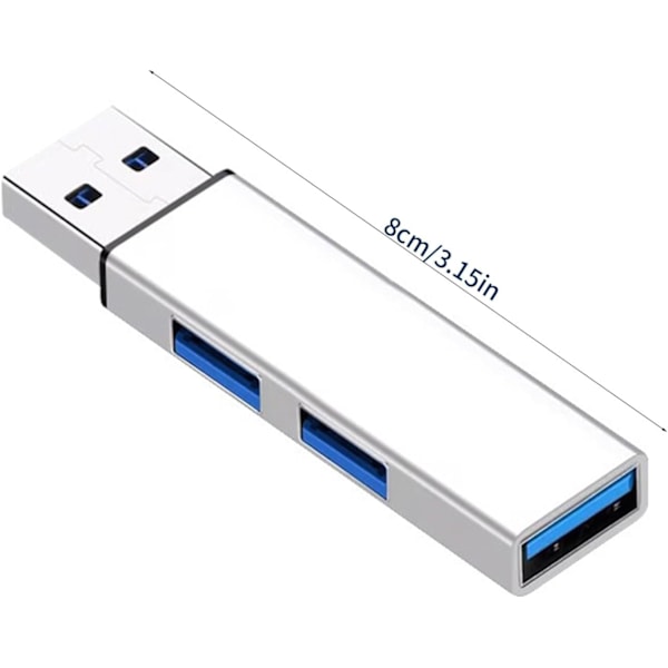 Usb Hub Multiport Adapter, 3-i-1 Expander (Silver, 2-pack)