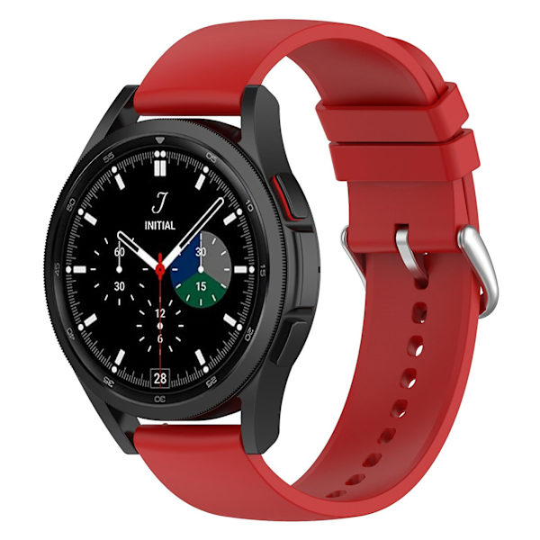 Samsung Galaxy Watch 5 Pro 45mm/Huami Amazfit Bip 3/3 Pro -silikoniranneke 20mm säädettävä rannehihna Red Silver Buckle