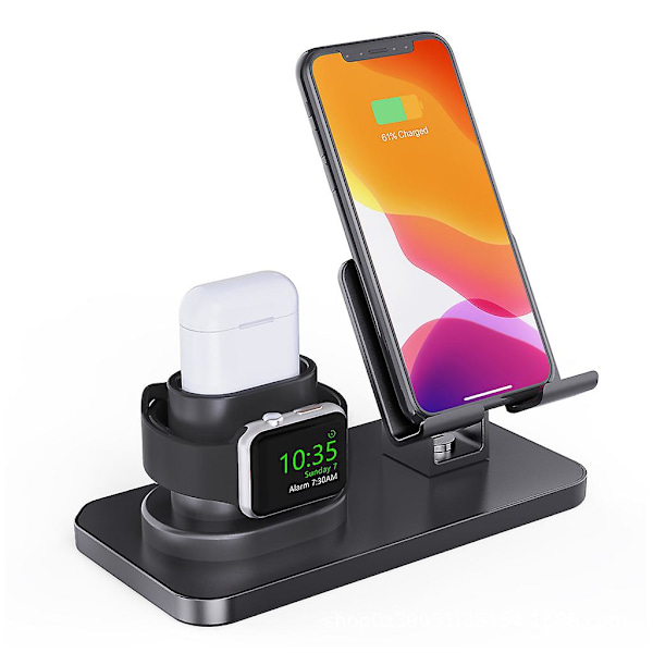 Alumiininen latausasema 3-in-1 puhelimille Xs Max Xr 8 Plus 7plus Black