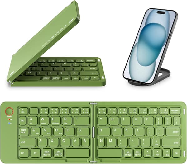 Sammenleggbart tastatur i full størrelse (synkroniser opptil 3 enheter), for Android Windows iOS (grønn)