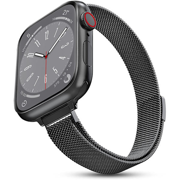 Milanese løkkestropp for Apple Watch-bånd 40 mm 44 mm 41 mm 45 mm 38 mm 42 mm 49 mm 45 mm slankt armbånd Iwatch Series 3 4 6 Se 7 8 Ultra 38mm 40mm 41mm slim black