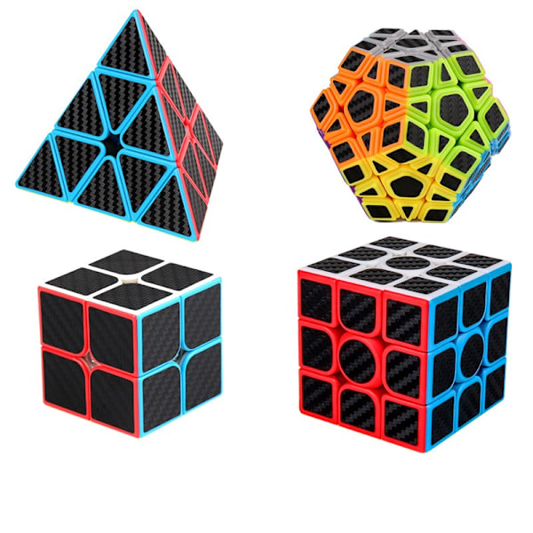 Hiilikuitu Tarra Rubikin Kuutio Sarja, Sopiva, Pyramidi 4-Osainen Sarja