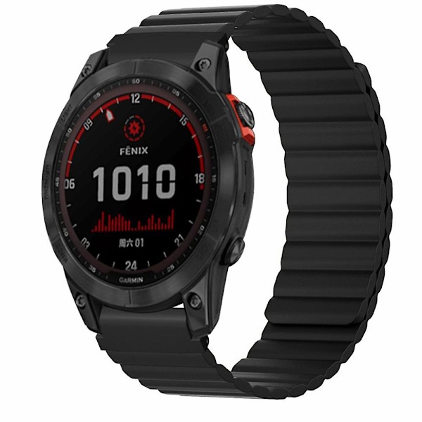 Magnetisk silikoneurrem til Garmin Fenix 7s/6s/5s, med 20mm pc-stik Black