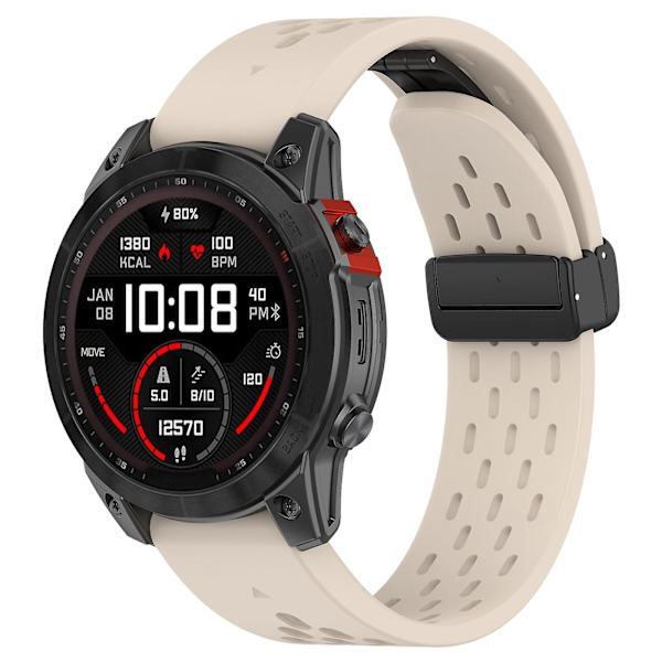 KLB-DDGJ-001 For Garmin Fenix 7 / 7 Pro QuickFit 22mm Silikonarmbånd med magnetisk foldespenne Starlight