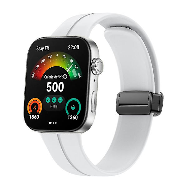 För Huawei Watch Fit 3 Silikonarmband Magnetiskt Fällbart Spänne Klockarmband White