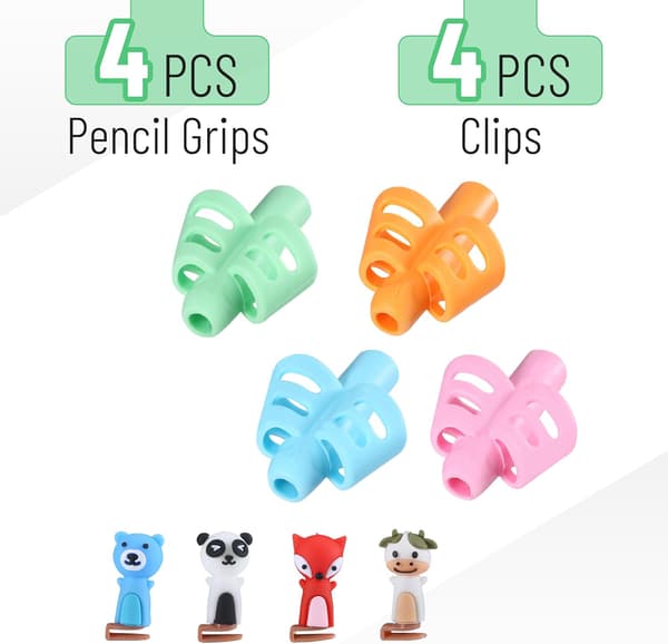 Pennfattning för barn, 4-pack med 4 clips, skolmaterial