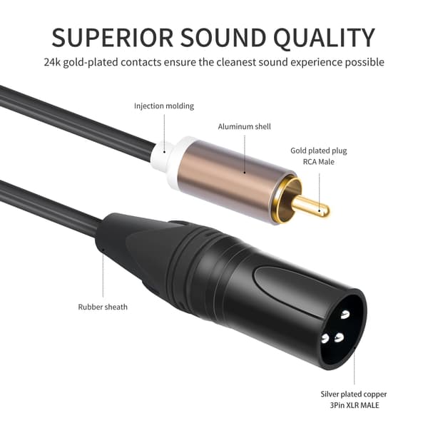 Lydkabel 2 RCA til 2 XLR hann (1,5m) 1.5m