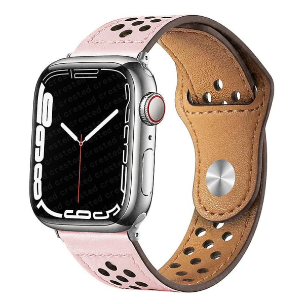 Læderrem til Apple Watch Band 49mm 44mm 40mm 45mm 41mm 42mm 38mm Correa Armbånd Iwatch Series 3 4 5 6 Se 7 8 Ultra Strap 42mm 44mm 45mm 49mm Pink