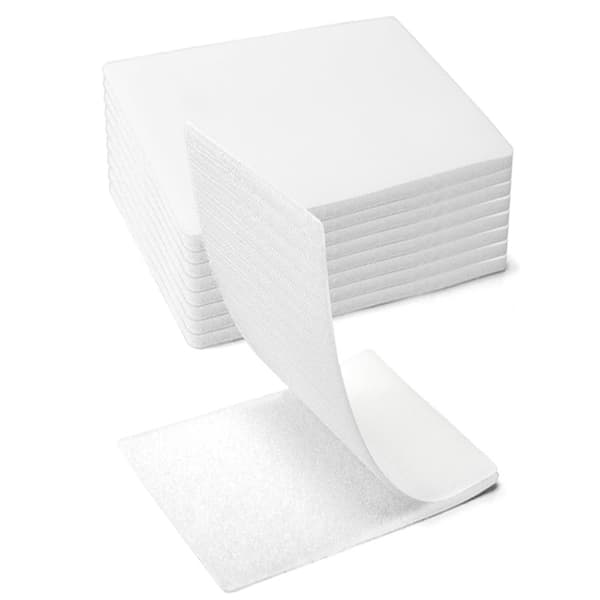 Borrelåsfester - 30-pakning, sterk dobbeltsidig lim, 60 mm x 60 mm (hvit)