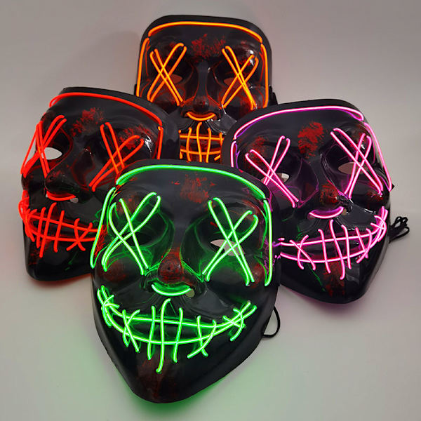 Cosmask Halloween Neon Mask Led Mask Masque Masquerade Party Masker Lys Glow In The Dark Morsomme masker Cosplay kostymeutstyr 5