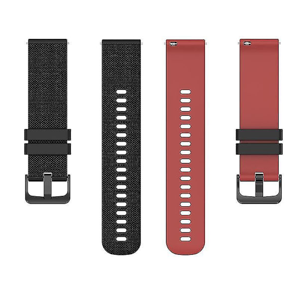 Klokkestropper for Garmin Vivoactive 4/Garmin Forerunner 255 klokkebånd Grid Texture erstatningsklokke Black Red C Garmin Forerunner 255