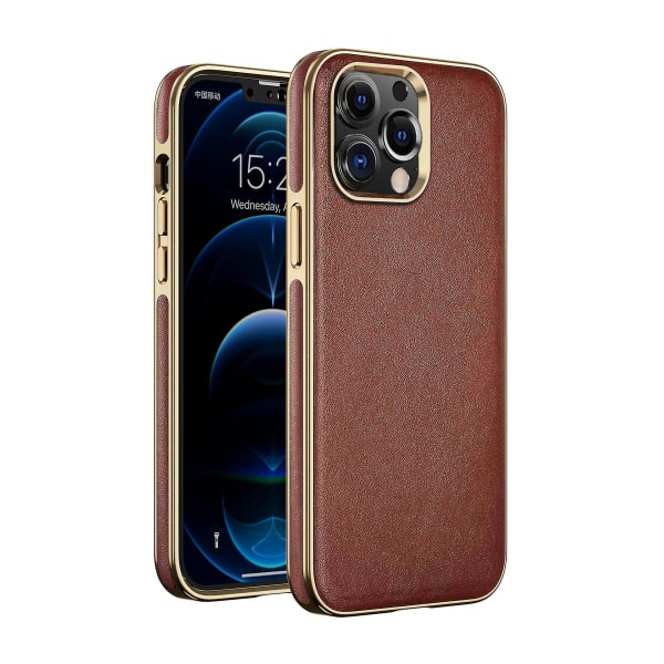 Beskyttelsesetui i læder iPhone 13 Pro Max Brown