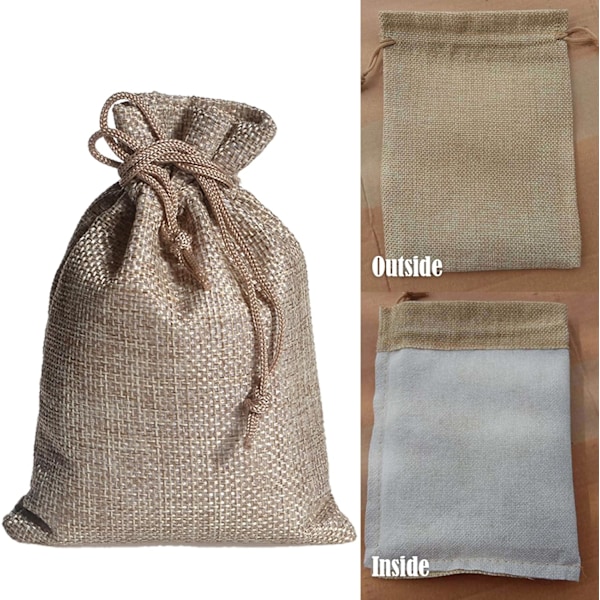 Jute Gaveposer med Snøring for Bryllupsgaver (13 x 18 cm)