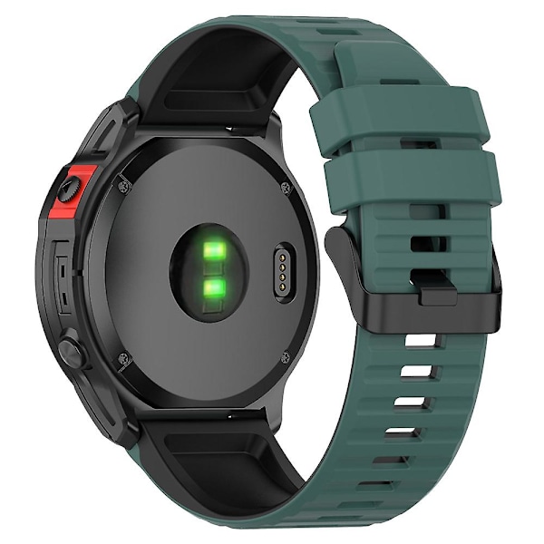 Silikonirannekkeet Kaksiväriset Vaakaraidat Rannehihna Garmin Fenix 7 Prolle Olive Green Black