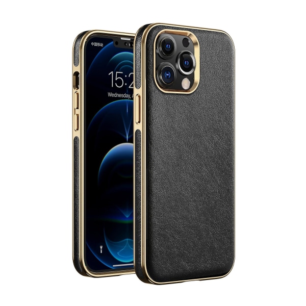 Beskyttelsesetui i læder iPhone 13 Pro Max Black