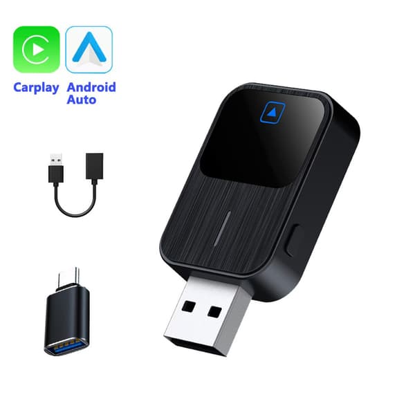 2-i-1 trådløs adapter til Android CarPlay, trådløst kabel, USB Type-C Black
