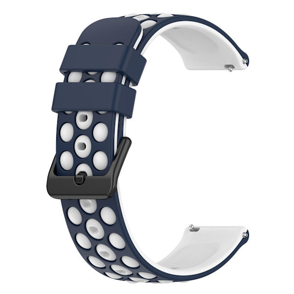 Til Garmin Venu 2 Plus/Venu Sq 2 Universal 20mm Blød Silikone Urrem Stort Hul Design Dobbelt Farve Urrem Midnight Blue  White