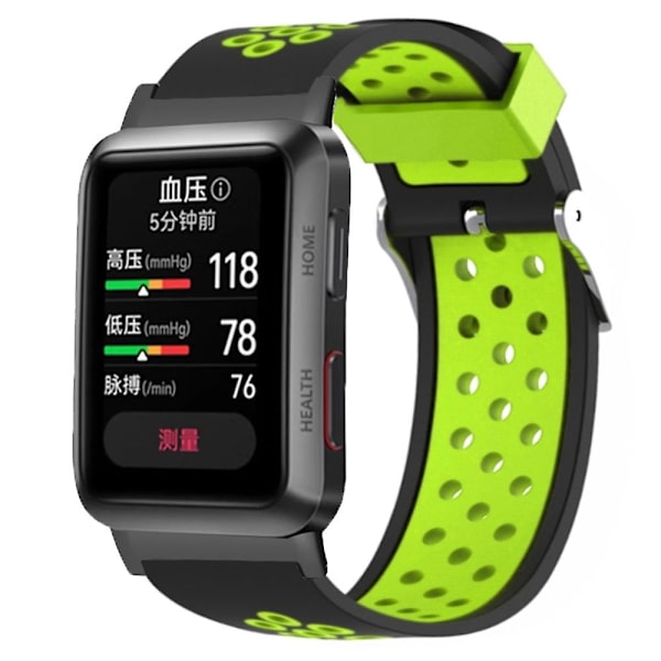 Justerbar silikon + metall klokkestropp for Huawei Watch D pustende bånd Green