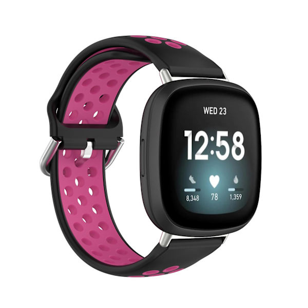 Kaksiväri silikoniranneke Fitbit Versa 3:lle Black Rose Red