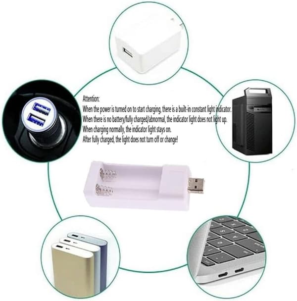 USB hurtiglader for AA AAA batterilader 2 Slots