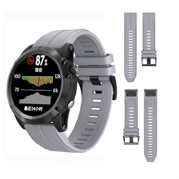 KLB-PWGJ-001 Til Garmin Fenix 7X / 7X Pro Ur Bånd 26mm Silikone Urrem Grey