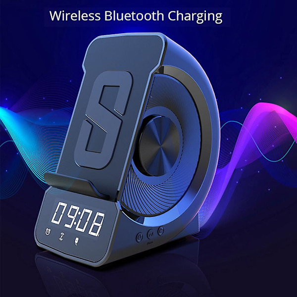 Trådlös laddningsstativ Bluetooth-ljudklocka för 13 12/Galaxy Z Snabb trådlös laddare Universell smartphone(Grå)