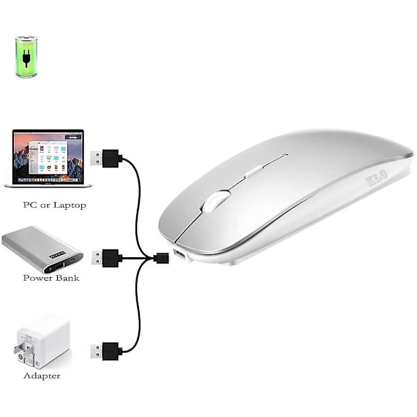 Trådløs Bluetooth-mus for Macbook Pro Silver