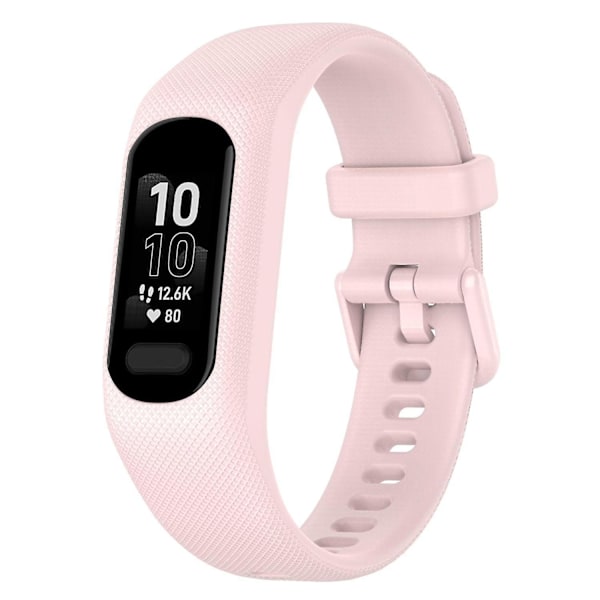 For Garmin Vivosmart 5 Anti-ripe silikon klokkebånd med etui beskytter håndleddsrem Rose Pink D Garmin Vivosmart 5