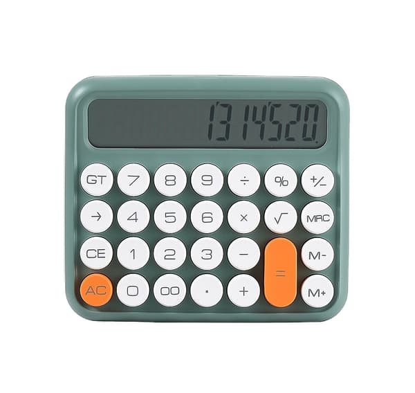 12-cifret mekanisk switch-lommeregner med stort LCD-display (beige)