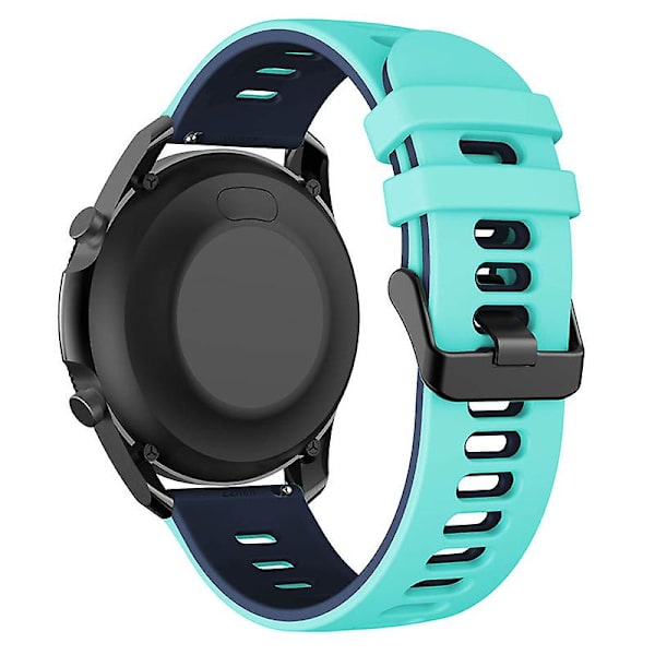 20mm dobbelt farvet silikone rem til Samsung Galaxy Watch6 Classic 47mm 43mm / Garminactive 5 Teal Green Blue