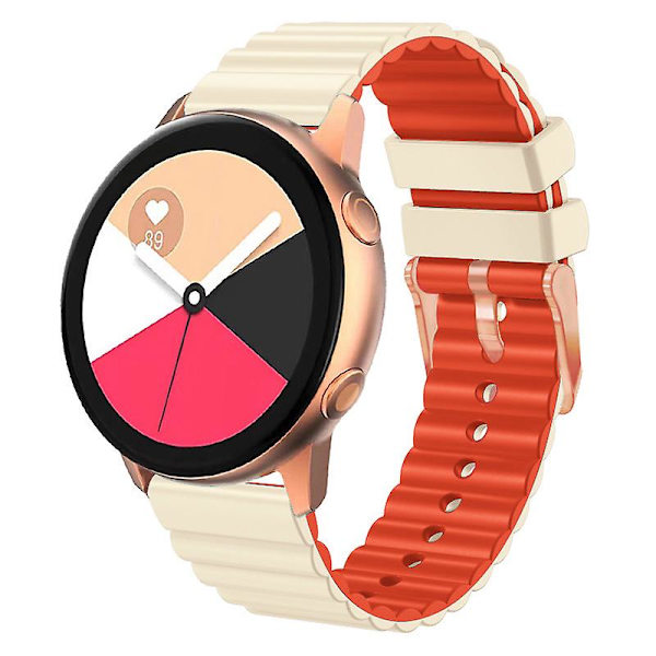 Vaakasuuntaiset raidat -ranneke Samsung Galaxy Watch6:lle / Watch6 Classicille / Watch 5 Prolle / Watch4:lle, kaksiväriset 20 mm silikonirannekkeet Creamy Orange