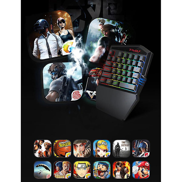 Enhånds Rgb-spilltastatur Usb-kablet enhånds mekanisk følelsestastatur Keyboard and Mouse