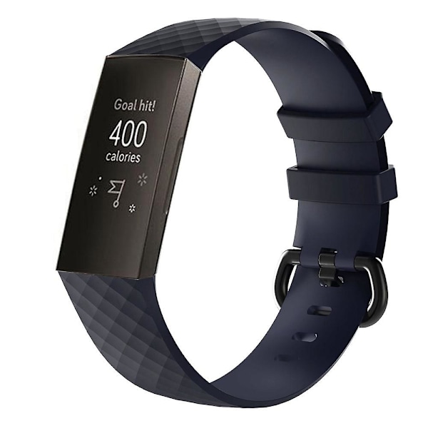 Diamantmønstret silikoneurrem til Fitbit Charge 4 lille størrelse 190*18mm (kaffe) Størrelse 190x18mm Blue