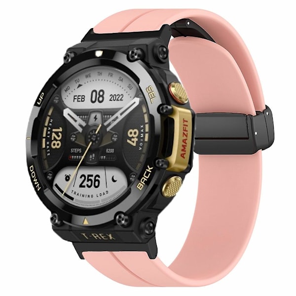 Silikonklockarmband Magnetiskt viklås handledsrem för Huami Amazfit T-rex 2 Pink