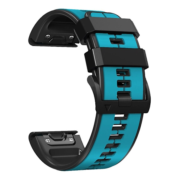 For Garmin Tactix 7 Pro/Fenix 7X/Fenix 6X Pro Silikonihihna Rannekorun Vaihto Dual Color Älykellon Ranneke 26mm Sky Blue Black