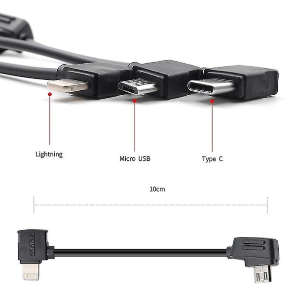 Startrc 10cm 8-stift till mikro USB konverteringskontakt Datakabel för Dji Mavic Mini / Air, Shark Remote Controller (svart)