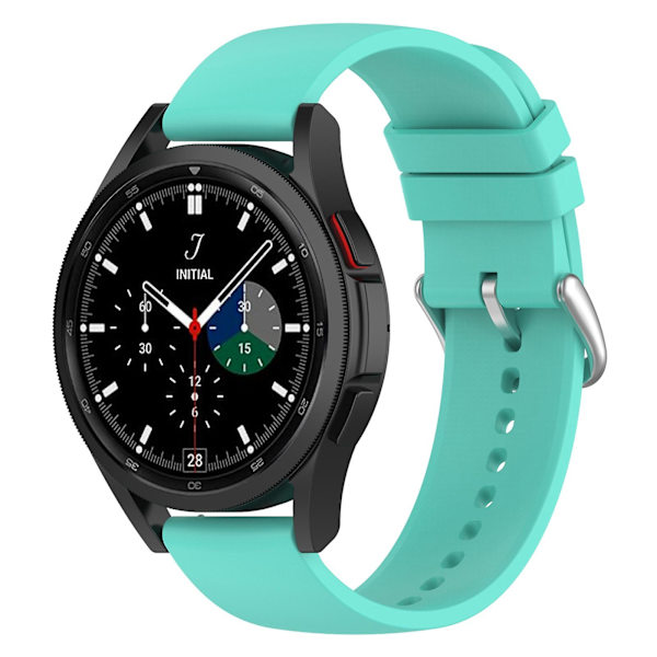 Til Samsung Galaxy Watch 5 Pro 45mm/Huami Amazfit Bip 3/3 Pro Silikonurrem 20mm Justerbar Håndledsrem Justering Lake Blue Silver Buckle