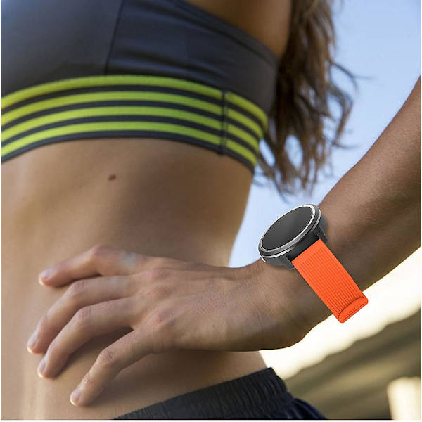20mm Stripete tekstur silikon klokkestropp for Garmin Vivoactive 3 Justerbar klokkestropp erstatning Orange D Garmin Vivoactive 3