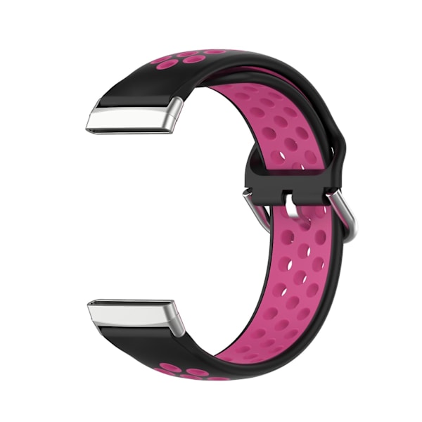 Tvåfärgat silikonarmband för Fitbit Versa 3 Black Rose Red
