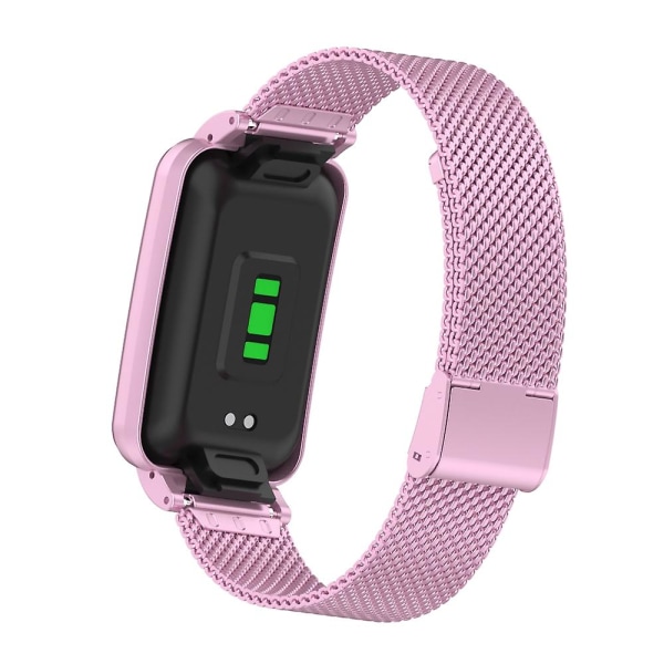 Milanese Strap+ case Xiaomi Mi Band 7 Pro ruostumattomasta teräksestä hengittävälle rannekorun vaihtorannehihnalle Mi Band 7 Pro -vyölle Rose Red