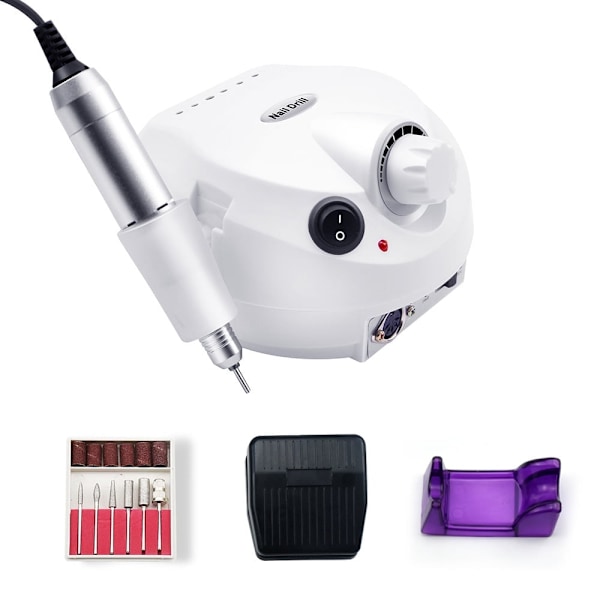 Elektrisk Nagelfil 35000 Varv/Min Elektrisk Nagelfräsmaskin Set - Vit