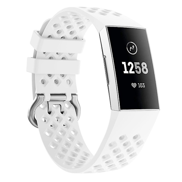 Til Fitbit Charge 3 / 4 Hul firkantet silikone rem White