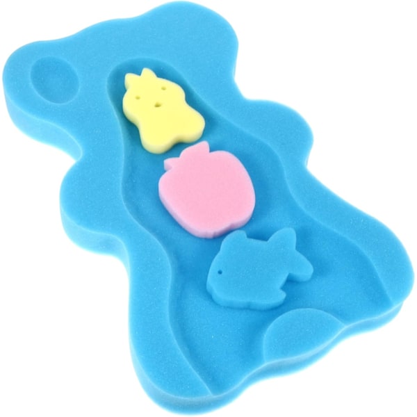 Komfortabel babybadesvampemåtte antibakteriel og skridsikker - 5,5 cm tyk, blå