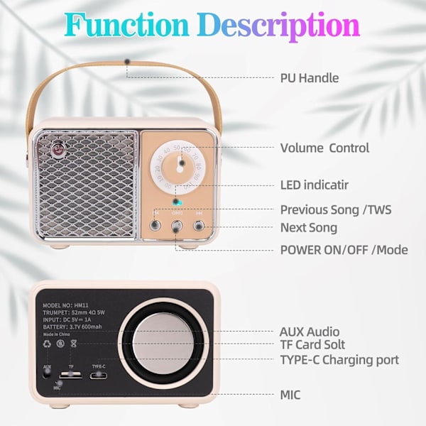 Vintage Bluetooth-högtalare (beige)