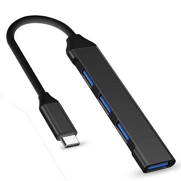 Usb C Hub Multiport Adapter, 4-i-1 Hub Type C (Svart)