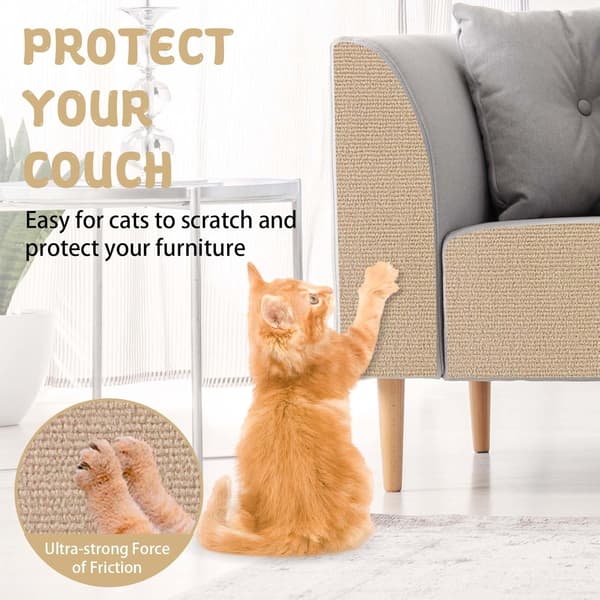 Kradsemåtte til katte - Selvklæbende DIY sofa kradsebeskyttelse (Khaki, 40×200 cm)
