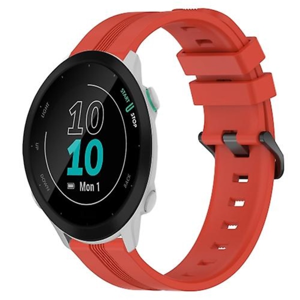 För Garmin Forerunner 158 20 mm konkavt randigt Slicone watch LNG Red